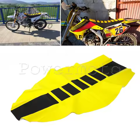Off-road Dirt Bike Gripper Soft Seat Rubber Cover Yellow For Honda Yamaha Suzuki DRZ RMZ WR YZF TTR 