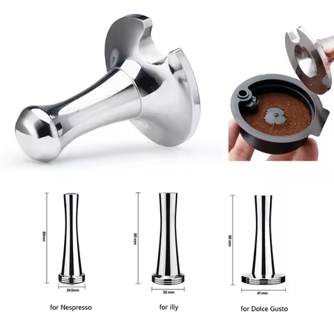304 Stainless Steel Coffee Tamper for Reusable Capsule Compatible with Nepresso/Dolce Gusto/Vertuoli