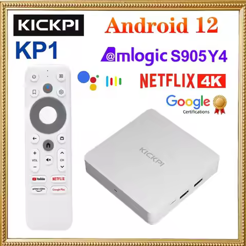 KICKPI KP1 Google Netflix TV Box 4K Set Top Box Android 12.0 Amlogic S905Y4 Media Player Android 12 