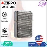 Zippo Windproof Armor Pocket Lighter With Engraved Hexagon Design 49021 (ไม่มีเชื้อเพลิงภายใน โปรดซื