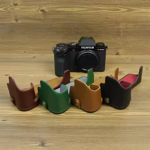 XS20 PU / Genuine Leather Half Case Base Body Cover Pouch Kit for Fujifilm Fuji X-S20 Camera & XC 15