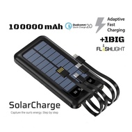 PD22.5w Solar Powerbank 50000mAh Built-in 4 Cable PowerBank Fast Charger LED Light Powerbank for Hua