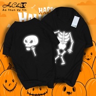 Skeleton Halloween T-shirt - W1T919 - HoCha89 4C Cotton fabric with collar strap, HIGH QUALITY produ