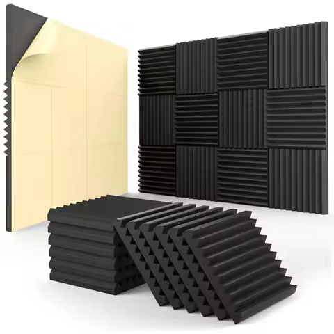 24 Pack 1" X12" X12" Self-Adhesive Soundproof Foam Panels for Wall Acoustics