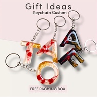 GANTUNGAN Driedflower Resin art Initial Letter Keychain - Decoration l Key l Resin l Souvenir l Bag 