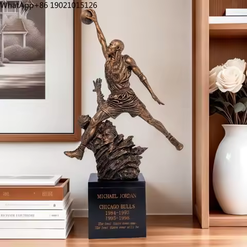 50cm Michael Jordan 23 Resin Sculpture Handmade Art ResinStatues Bronze Finish Statues Home Art Deco