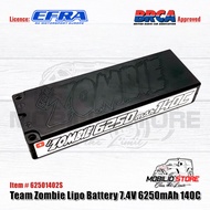 Team Zombie Lipo Battery 7.4V 6250mAh 140C #62501402S Hard Case