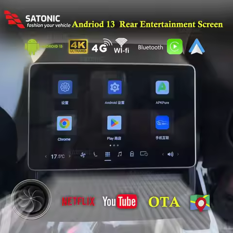 SATONIC 8.8 Inch Rear Entertainment Screen Climate Displayer for Telsa Model 3 & Y Carplay Dual Head