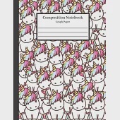Composition Notebook: Adorable Graph Paper School Journal with 100 Pages Quad Ruled 5x5 and a Cute Unicorn Pattern Design for Students, Teac