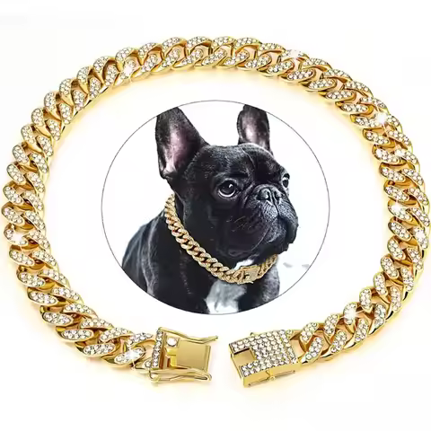 Dog Chain Collar Luxury Gold Pet Metal Chain Collar For Small Medium Large Dogs Cats Pet Jewelry Nec