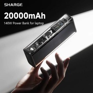 SHARGEEK 140 Power Bank 20000mAh 140W Portable Charger, Transparent Battery Pack, Smart Display for 