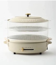全新，5合1，BRUNO OVAL HOT PLATE & OPTIONAL STEAMER,BRUNO 多功能橢圓電熱鍋 米白色 BOE053-GRG ➕ 多功能橢圓電熱鍋專用 雙層蒸隔 BOE05