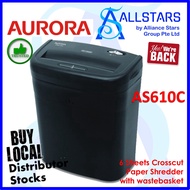 (ALLSTARS) *FREE upgrade to AS875C* AURORA AS610C 6Sheets Crosscut Paper Shredder with Wastebasket /