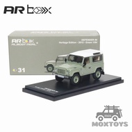 AR Box 1:64 Defender 90 Heritage Edition 2015 Green with White Top Diecast Model Car