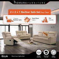 ⚡1.1 PROMO RM109 OFF⚡HOMURA Furniture EASY CLEAN Ella 1R+2+3 Fabric Recliner Sofa Set / Velvet Fabri