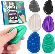 Fidget Toys s Sensory Stone: 6 Pack Textured Worry Stone for Autism Kids Calming Down - Fidget Stres