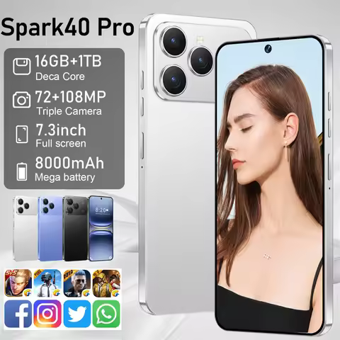 2026 New Spark 40 Pro 16GB+1TB Supports 7.3-inch Charging Android Smartphones Cross border Fast AB8