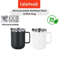 LifeMall - 500ml Microwaveable 304 Stainless Steel Coffee Mug Travel Mug