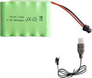 E-YIIVIIL 6V 2400MAH AA NiMH Rechargeable Battery Pack with SM-2P Black 2 Pin Connector Plug and USB