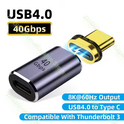 USB4.0 Thunderbolt3 Magnetic Adapter USB C To Type C 40Gbps 100W Fast Charging Magnet Converter Cabl