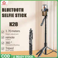 K28 1.7m Bluetooth Selfie Stick Tripod Mobile Phone Holder Stand 360° Rotating Tripod Remote Control