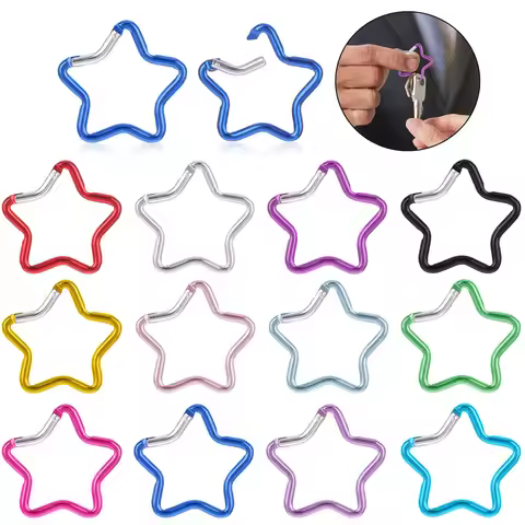 3/1Pcs Five-pointed Star Shaped Aluminum Carabiner Spring Lockin Key Chain Clip Backpack Camping Hik