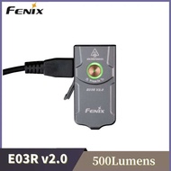 Fenix E03R V2.0 All-Metal Keychain Flashlight Type-c Rechargeable 500Lumens White+Red LED Light Buil