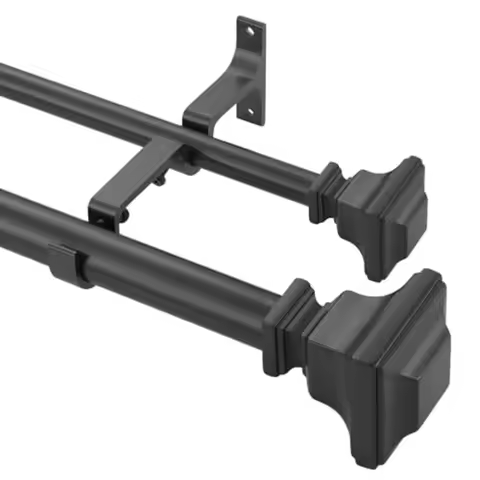 Double Curtain Rod 1 inch Adjustable Heavy Duty Drapery Double Rod for Window 72 to 144 Inch 6-12 Fe