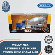 Nex welly Peterbilt 379 Mixer Truck biru 1:32 Welly Head Truck Diecast Toy 100% NewOriginal