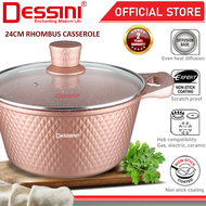 DESSINI ITALY 24CM Rhombus Casserole Die Cast Aluminium Non Stick Pot Bowl Pan Cookware Tool with Co