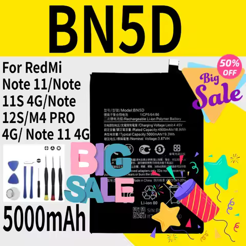 5000mAh BN5D Mobile Phone Battery for RedMi Note 11/Note 11S 4G/Note 12S/M4 PRO 4G/ Note 11 4G + Too