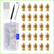 3D Printer Nozzles 0.4mm Brass Wear Resistant Accessories 25 Pieces 3D Printer Hot End Nozzles with 
