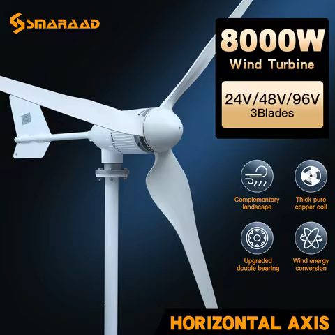 Fast Delivery In Poland More Powerful 8000w Horizontal Wind Turbine Generator 48v 96v Low Windmill W