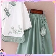 Summer New Chinese Style Tang Costume Han Costume Antique Small Girls and Teen Girls Three-Quarter S