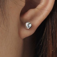 JJ CHEN LARGE AND SMALL SILVER ROUND STITCH EARRINGS JEWELRY ACCESSORIES KOREANWanita