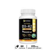 Pslalae Vitamin D3 + K2 - Vitamin D3 5000IU and Vitamin K2 100mcg as MK-7 - D3 K2 Supplement  60 Sof