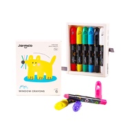 [JarMelo Original Beautiful Play] Non-Toxic Glass Painted Silky Crayon/Dust-Free Pen (6 Colors)