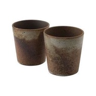 山莊陶器 信樂燒 綠釉散石杯一對 Rk-1