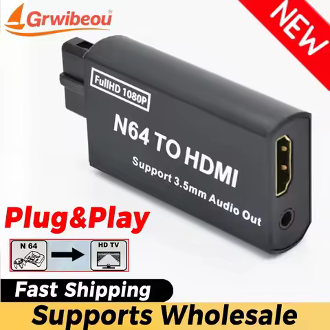 Grwibeou 1080P N64 To HDMI-compatible Converter Game Adapter Plug and Play HD Cable Adapter for Nint