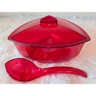 🔥READY STOK🔥 [ORI💯] TUPPERWARE Red Roza Bowl with Laddle 2.2L / Red Punch Bowl with Ladle 6L