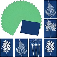 QUARKZMAN Cyanotype Paper 32 Sheets Highly Sensitive Sun Printing Paper Kit Green Craft Material for