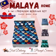 CHARMING 880TC KAIN TEBAL 4 in 1 King & Queen / 2 in1 Single Premium Cotton Fitted Bedsheet Set