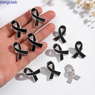 THEGIRLAB Black Ribbon Pin, Awareness Skin Cancer Funeral Ribbon Badge Brooch, Simple Lapel Pin Brea