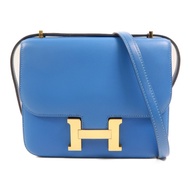 HERMES Swift皮革Constance Mini金扣肩背袋Bleu Izmir