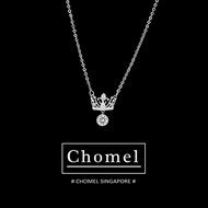 Chomel Silver Necklace Womens Original Design Luxury Light Diamond Crown Clavicle Chain Fashion Jewe