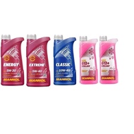 ⭐🎁✅100% Mannol Germany 5W30/5W40/10W40 Fully Synthetic Engine Oil 1 Litre Mannol G12+ Pink-Red Radiator Coolant 1 Litre