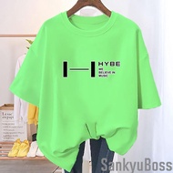 [CODE Qctqt] BTS LABELS HYBE WE BELIEVE IN MUSIC KPOP T-SHIRTS KOREAN STYLE WOMEN'S TOPS MEN'S TOPS 