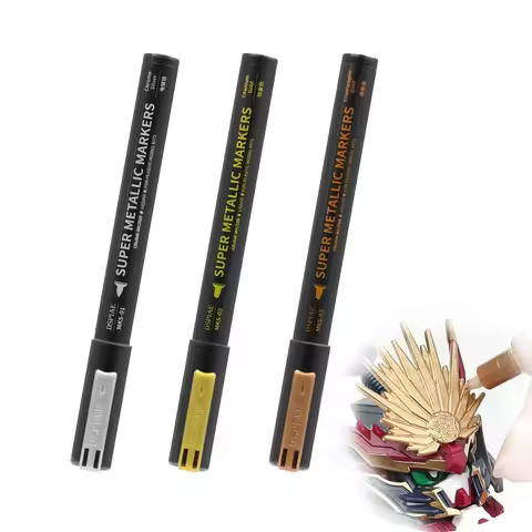 DSPIAE MKS Super Metallic Color Markers 3 Colors Brush Pen Set Paint Tool Sets for Gundam Mecha Mode