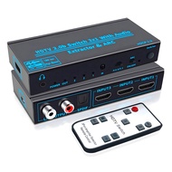 4K 60Hz HDMI 2.0 Audio Extractor 3X1 Switcher สนับสนุน 5.1Ch HDMI2.0 สวิทช์เสียง Toslink SPDIF + Coa