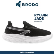 BRODO Active Slip On Ryujin Jade Black White Sepatu Sneakers Slop Casual Pria Hitam Putih Original